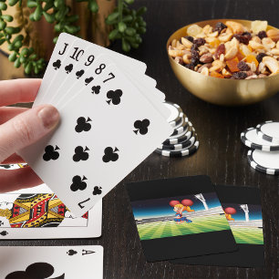 Cute Cheerleader on Sports Field Poker Cards