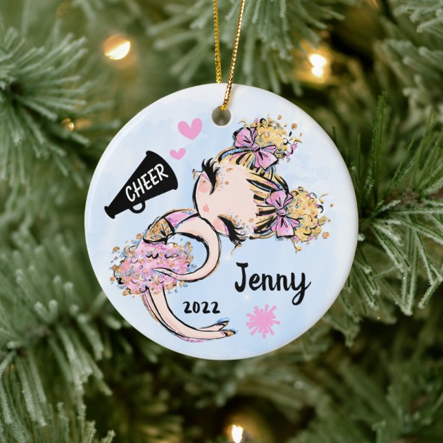 Cute Cheerleader Ornament Pink Blonde Hair (Tree)