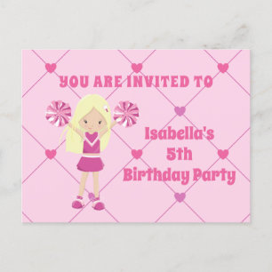 Cute Cheerleading Custom Kids Birthday Party Postcard