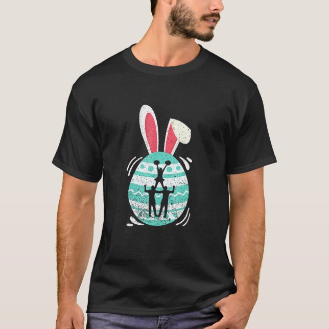 Cute Cheerleading  Easter Eggs Bunny Costume Easte T-Shirt (Front)