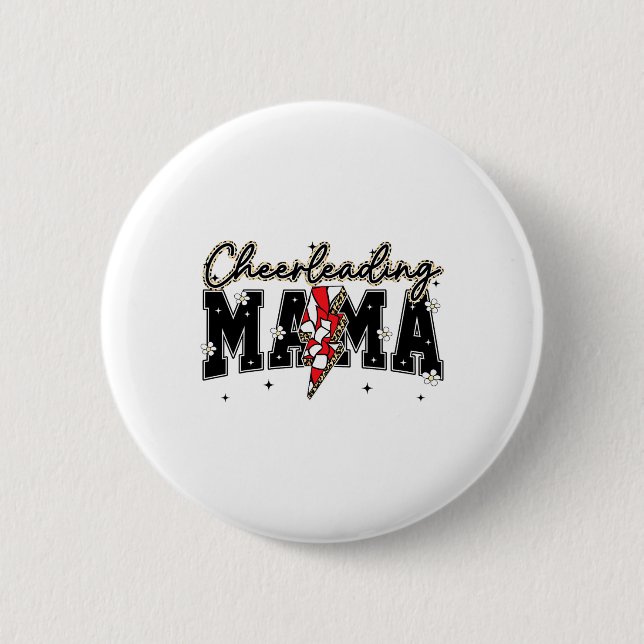 Cute Cheerleading Mama Lightning Game Day Season S Button (Front)