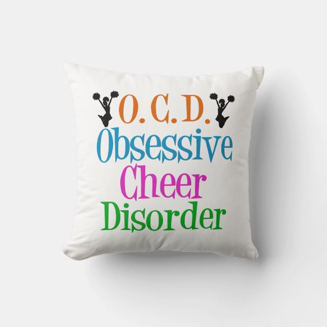 Cute Cheerleading Obsessive Cheer Disorder Throw Pillow (Front)