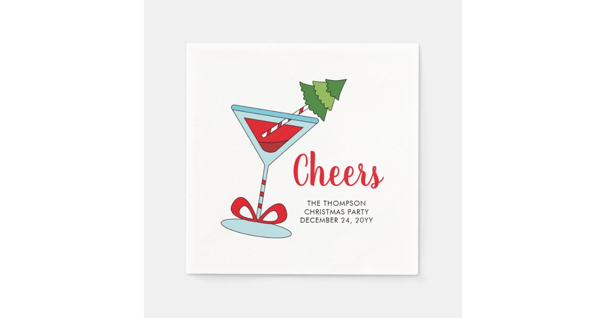 Holiday Cheers Martini Glass Hand Painted Christmas Garland & Lights  Holiday Martini Gift Idea Painted Cocktail Glass 