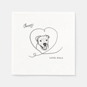 Cute Cheers Pet Face Dog Sketch Wedding Napkins