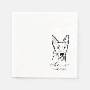 Cute Cheers Pet Face Drawing Dog Sketch Wedding Napkins