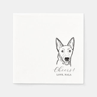 Cute Cheers Pet Face Drawing Dog Sketch Wedding Napkins