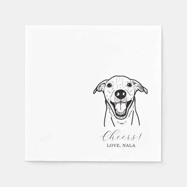 Cute Cheers Pet Face Drawing Dog Sketch Wedding Napkins (Front)