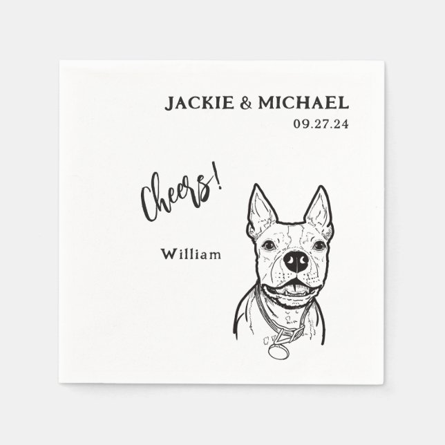 Cute Cheers Pet Name Dog Wedding Reception  Napkins (Front)