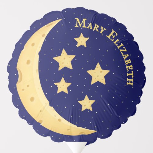 Cute Cheese Moon  Stars Personalized Celestial Balloon