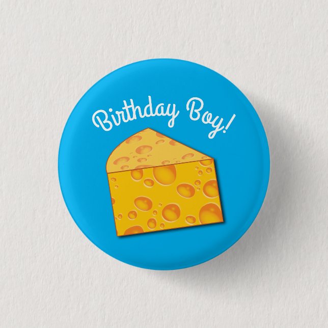 Cute Cheese Wedge Kids 1st Birthday Party Button (Front)