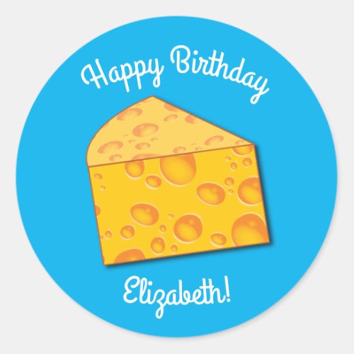 Cute Cheese Wedge Kids 1st Birthday Party Classic Round Sticker