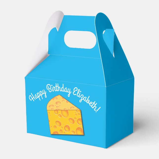 Cute Cheese Wedge Kids 1st Birthday Party Favor Boxes (Front Side)