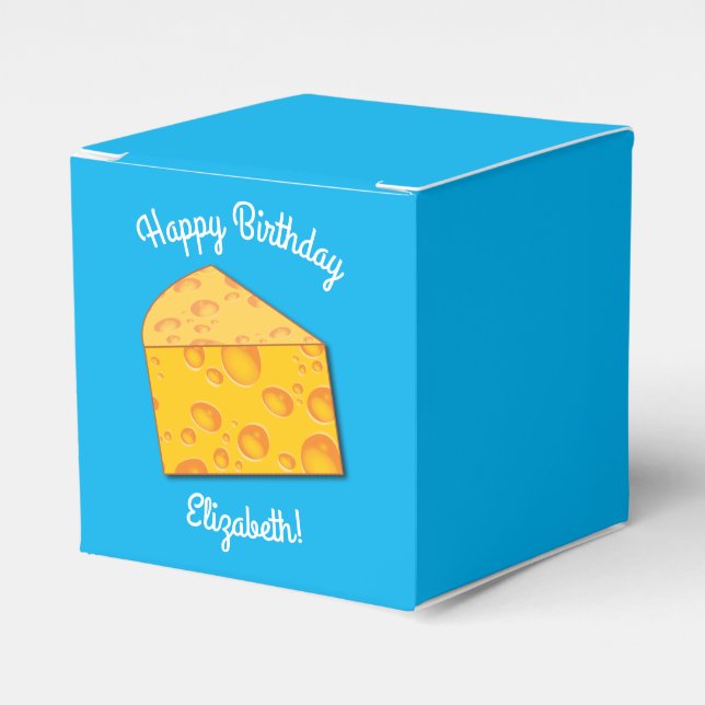 Cute Cheese Wedge Kids 1st Birthday Party Favor Boxes (Front Side)