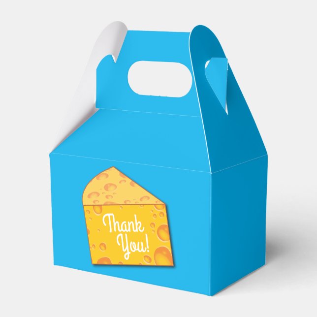 Cute Cheese Wedge Kids 1st Birthday Party Favor Boxes (Front Side)