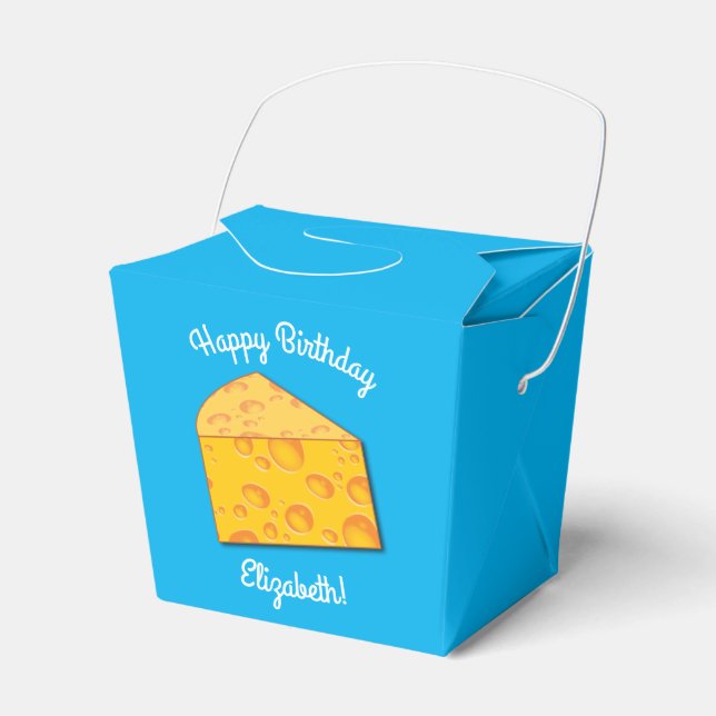 Cute Cheese Wedge Kids 1st Birthday Party Favor Boxes (Front Side)