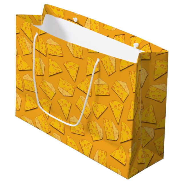 Cute Cheese Wedge Kids 1st Birthday Party Large Gift Bag (Front Angled)