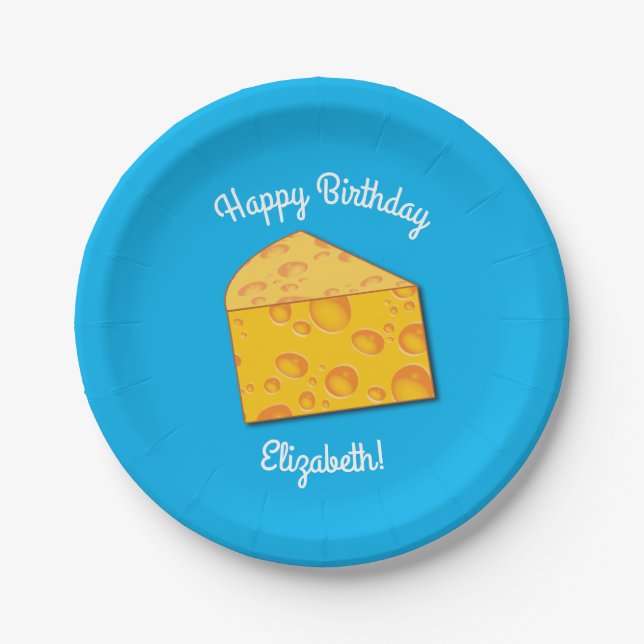 Cute Cheese Wedge Kids 1st Birthday Party Paper Plates (Front)