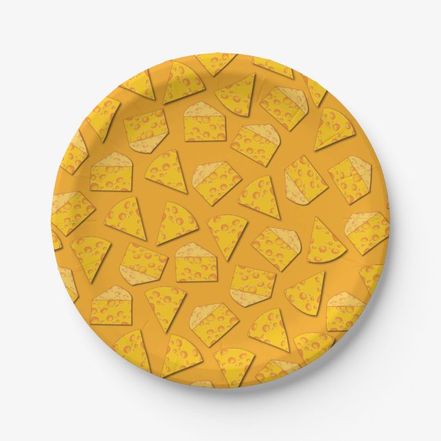 Cute Cheese Wedge Kids 1st Birthday Party Paper Plates (Front)