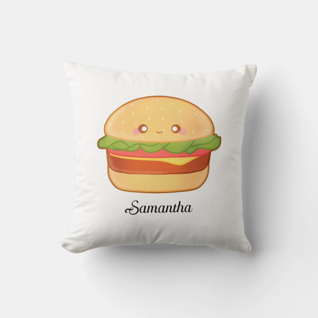 Cute Cheeseburger Throw Pillow (Front)