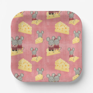 Cute Cheesy Mouse Family Paper Plates