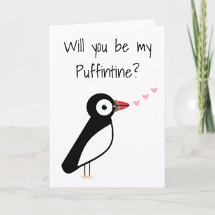 Cute cheesy Puffintine Valentine's Day Card