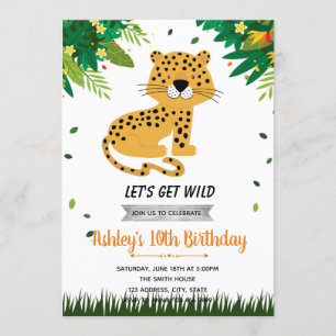 Cute cheetah birthday invitation