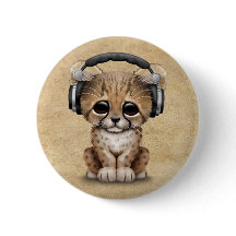 Cute Cheetah Cub Dj Wearing Headphones