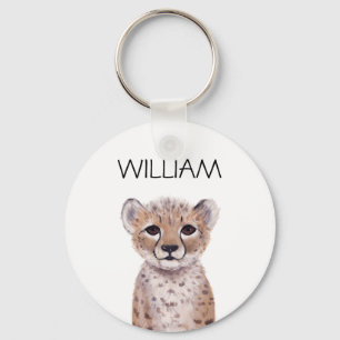 Cute Cheetah Cub Name Keychain