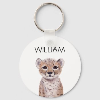 Cute Cheetah Cub Name  Keychain by KYBABY at Zazzle