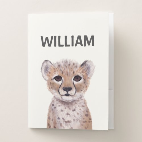 Cute Cheetah Cub Name Pocket Folder