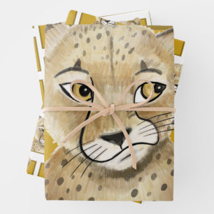 Cute Cheetah Gift Wrap Sheets Safari Animal