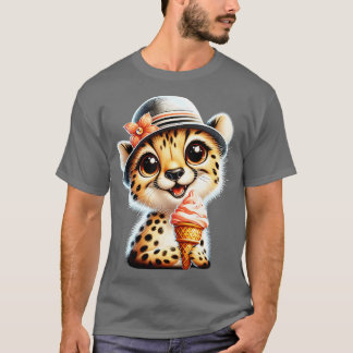 Cute cheetah leopard ice cream summer vibes 4 T-Shirt
