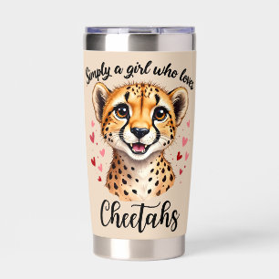 Cute Cheetah Lover Wildlife Art with Heart Accents Insulated Tumbler