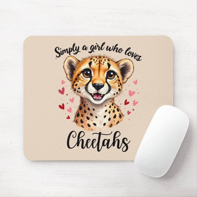 Cute Cheetah Lover Wildlife Art with Heart Accents Mouse Pad (With Mouse)