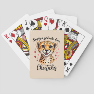 Cute Cheetah Lover Wildlife Art with Heart Accents Poker Cards