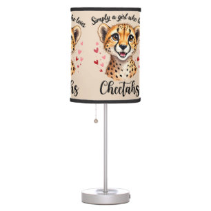 Cute Cheetah Lover Wildlife Art with Heart Accents Table Lamp
