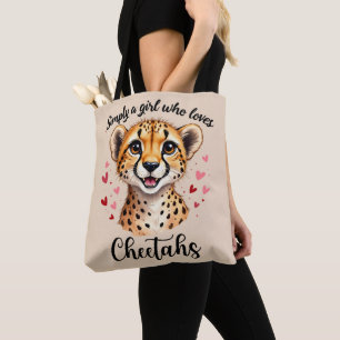 Cute Cheetah Lover Wildlife Art with Heart Accents Tote Bag