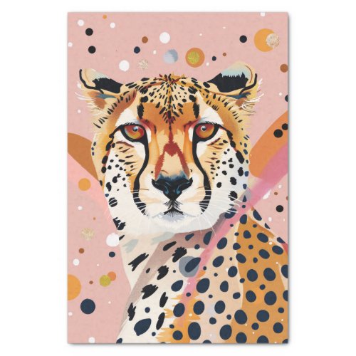 Cute Cheetah Pink Gold Pop Art Decoupage Tissue Paper