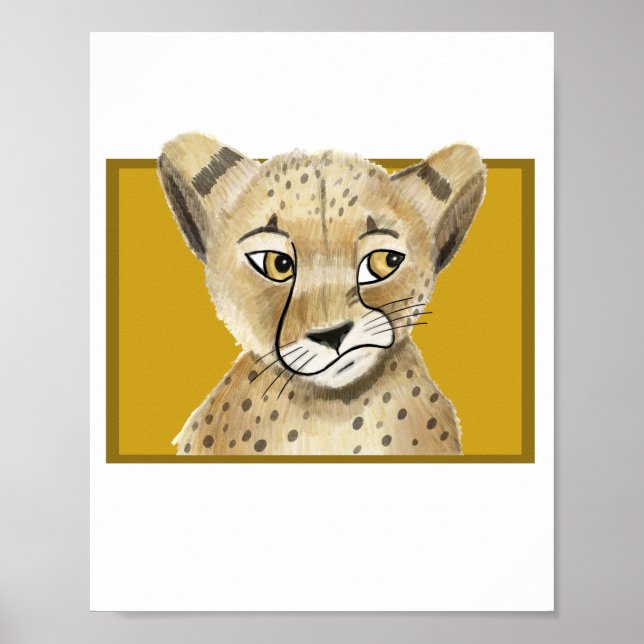 Cute Cheetah Poster – Safari Animal Wall Art Print (Front)