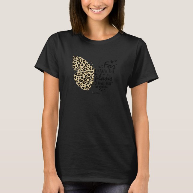 Cute Cheetah Print Butterfly Christian Religious B T-Shirt (Front)