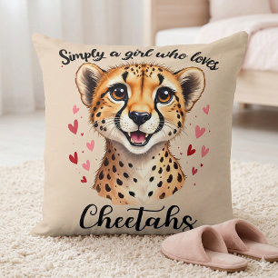 Cute Cheetah Safari Heart Wildlife Decor Throw Pillow