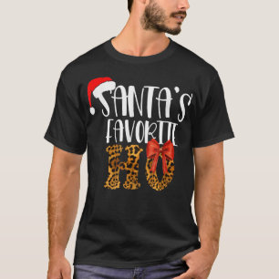Cute Cheetah Santa's Favorite Ho Christmas Girls W T-Shirt