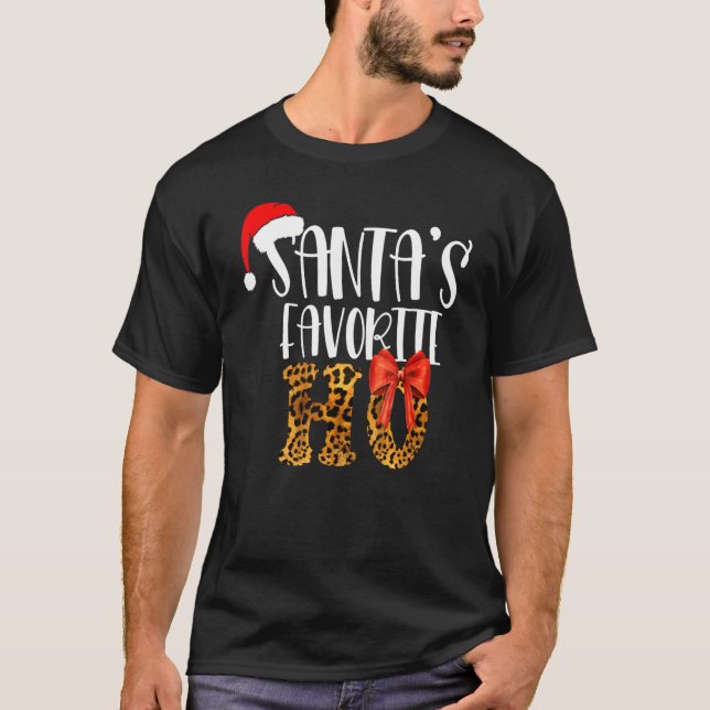 Cute Cheetah Santa's Favorite Ho Christmas  Women T-Shirt (Front)