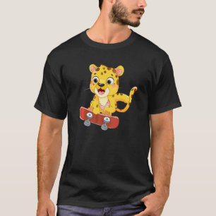 Cute Cheetah Skating Cheetah Cat For Cheetah T-Shirt