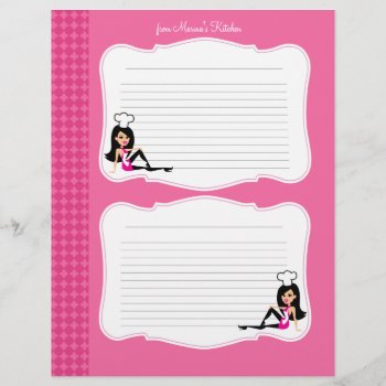 Cute Chef Art Recipe Pages For Binders #1 by ShopDesigns at Zazzle