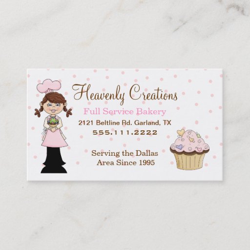 Customizable Cute Chef Bakery Cupcake Business Card
