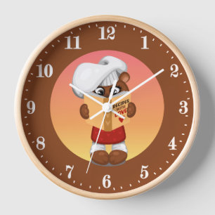 Cute chef bear lovers kitchen clock