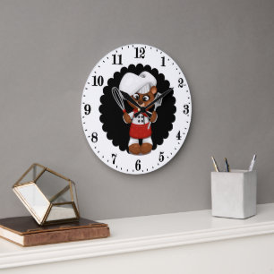Cute chef bear lovers kitchen  large clock