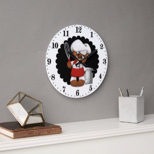Cute chef bear lovers large clock