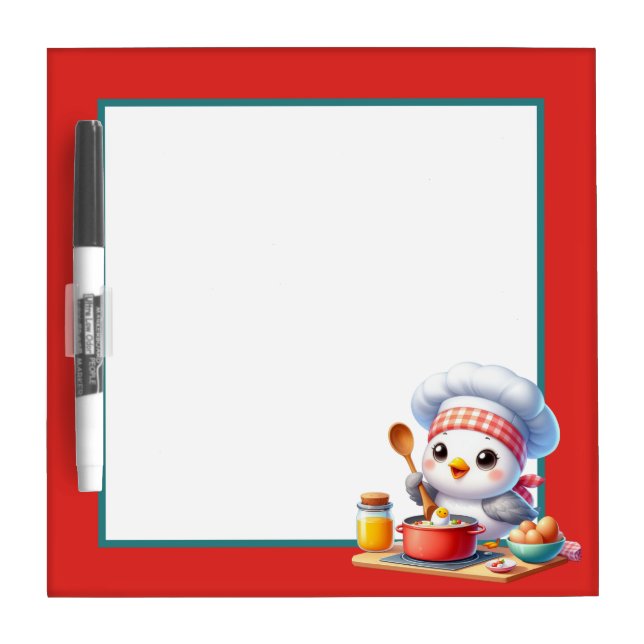 Cute chef bird lovers dry erase board (Front)